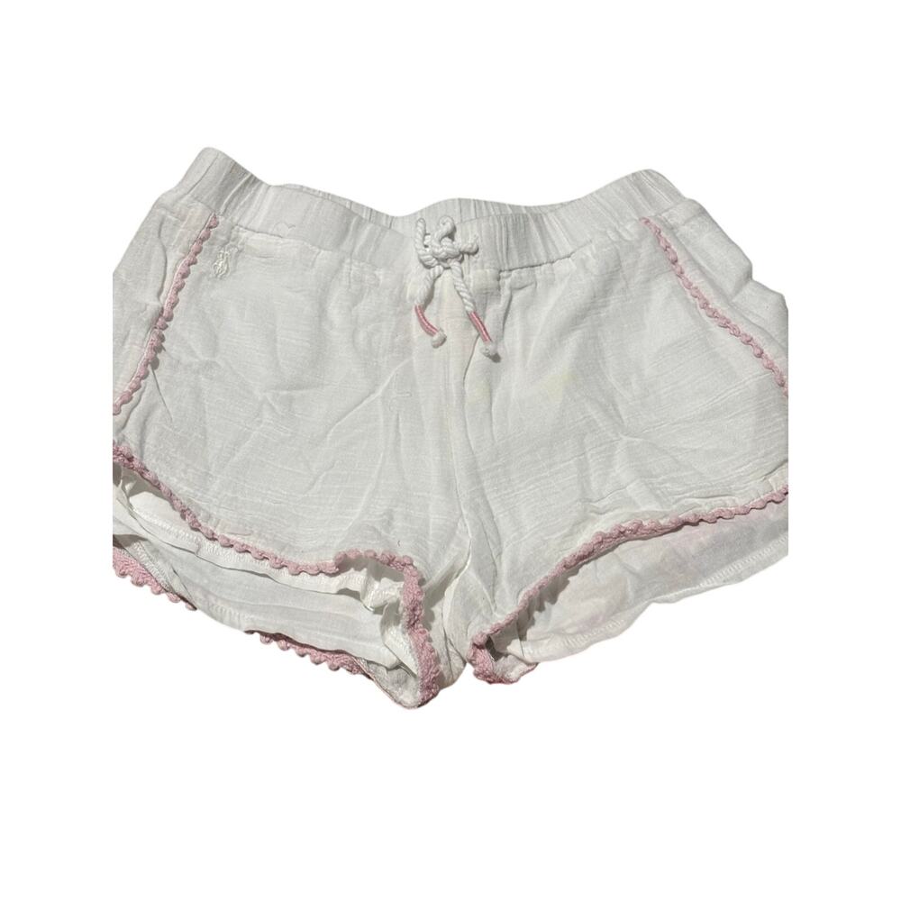 Ralph Lauren 5 white pale pink accent all cotton fully line elastic waist euc